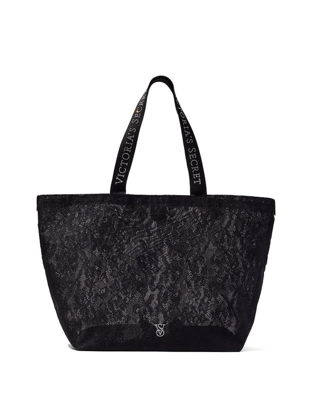 Victoria's Secret Black Lace Tote with Logo Straps